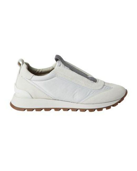 Brunello Cucinelli White Monili Embellished Running Shoes