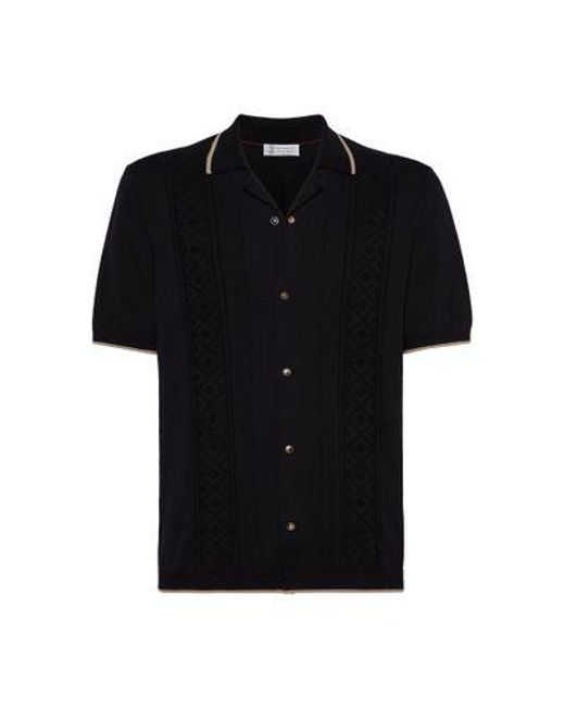 Brunello Cucinelli Black Short Sleeve Shirt for men