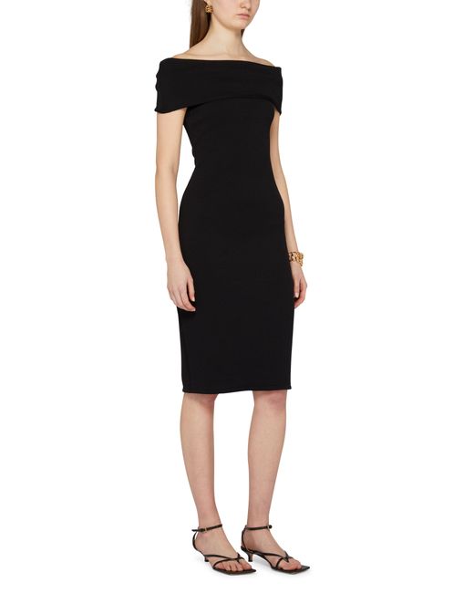Bottega Veneta Black Textured Nylon Off-The-Shoulder Dress