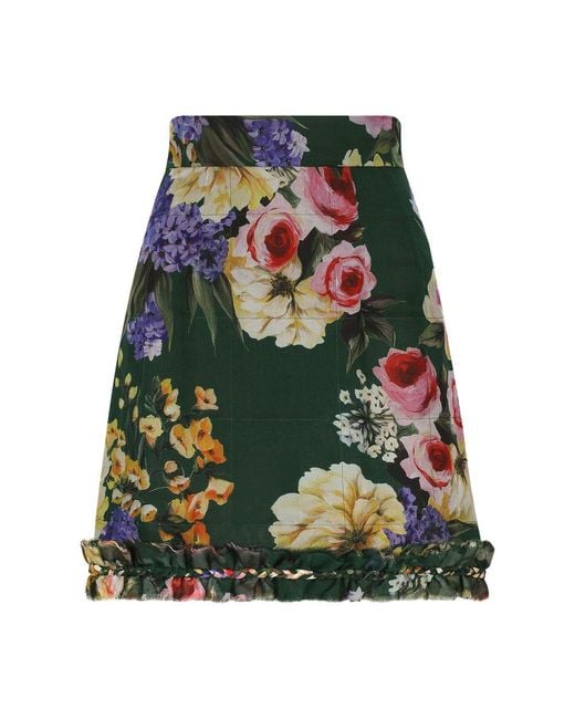 Dolce & Gabbana Green Short Chiffon Skirt