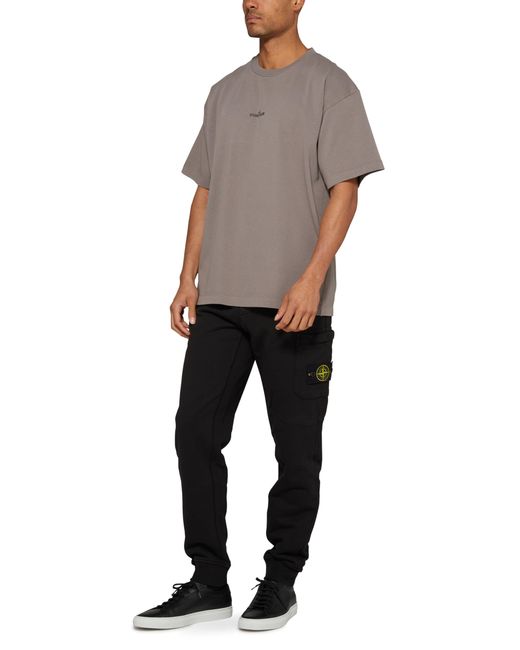 Stone Island Black Fleece Pants With Logo Patch for men