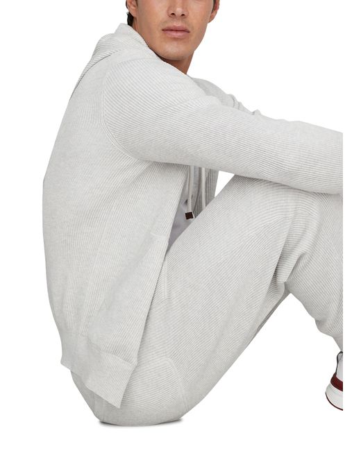 Brunello Cucinelli White Knit Sweatshirt for men
