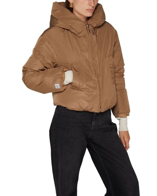 Max Mara Dalia Short Puffer Flannel Jacket in Brown | Lyst