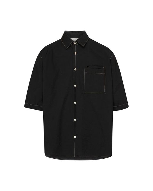 Lemaire Black Double Pocket Short Sleeve Shirt for men