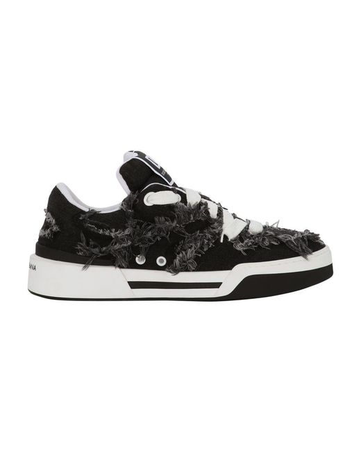 Dolce & Gabbana Black New Roma Sneaker In Denim for men