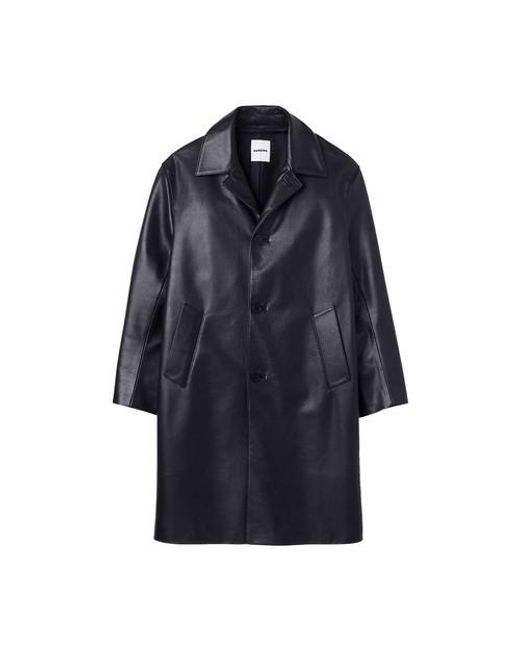 Sandro Blue Long Leather Coat for men
