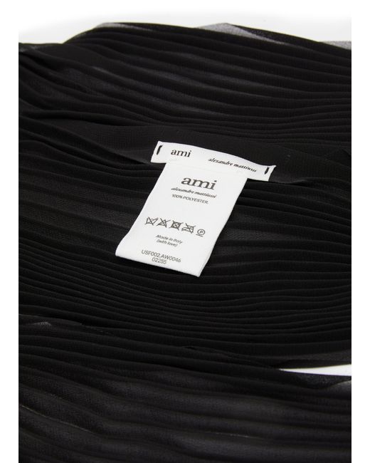 AMI Black Pleated Scarf for men