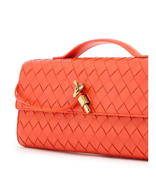 Bottega Veneta Orange Long Andiamo Clutch With Handle