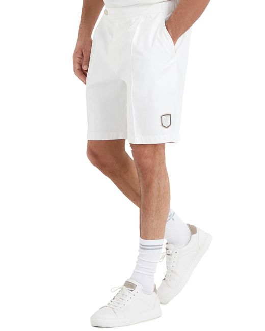 Brunello Cucinelli White Bermuda Shorts With Tennis Badge for men