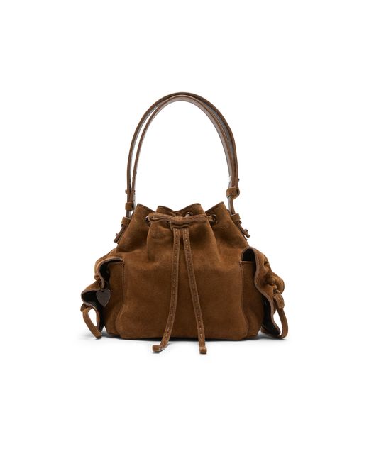 Acne Brown Mini Multipocket Suede Bucket Bag