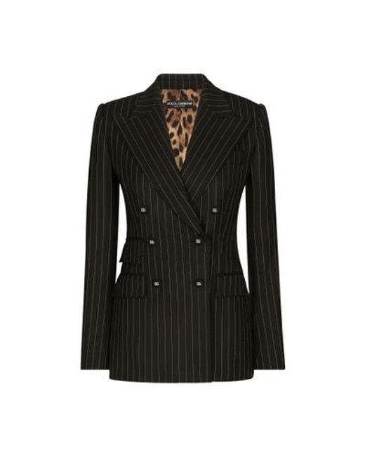 Dolce & Gabbana Black Pinstripe Twill Turlington Blazer