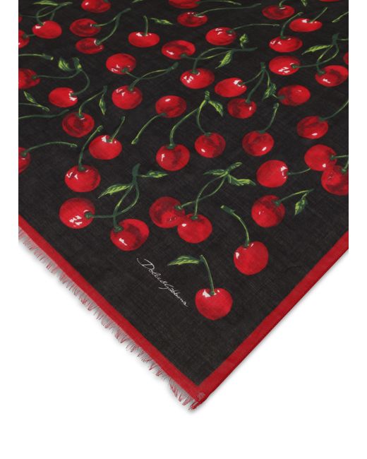 Dolce & Gabbana Red Seidenhemd mit Kirschen-Print