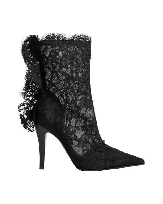 Alexander McQueen Black Heron Stiefelette Aus Spitze