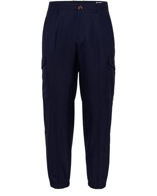 Brunello Cucinelli Blue Ergonomic Fit Trousers for men