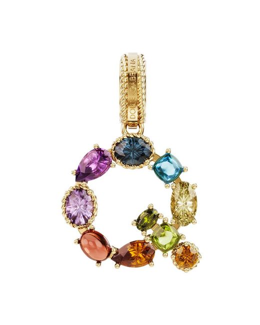 Dolce & Gabbana Metallic Alphabet Q 18 Kt Charm With Fine Gems