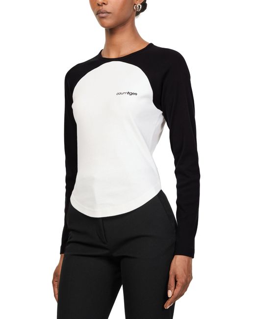 Courreges Black Langärmeliges Kontrast-T-Shirt Circle