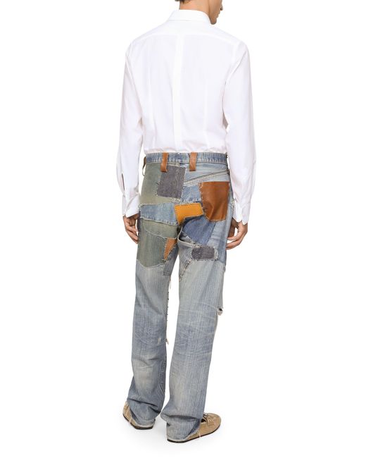 Dolce & Gabbana Gerade Jeans aus Patchwork-Denim in Gray für Herren
