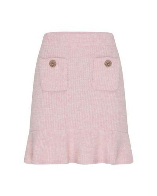 Self-Portrait Pink Rib Knit Mini Skirt