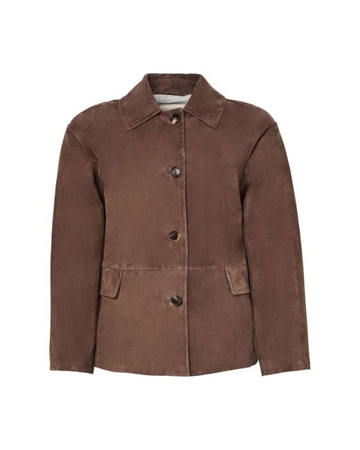 Max Mara Brown Suede Leather Jacket