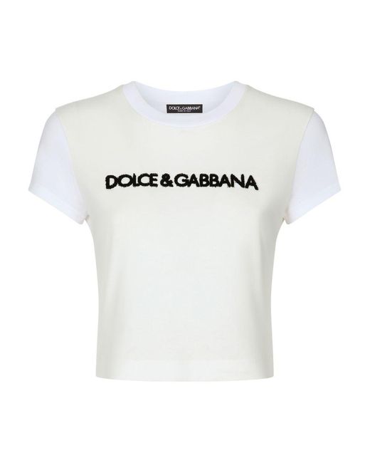 Dolce & Gabbana White Short T-shirt With Dg Logo