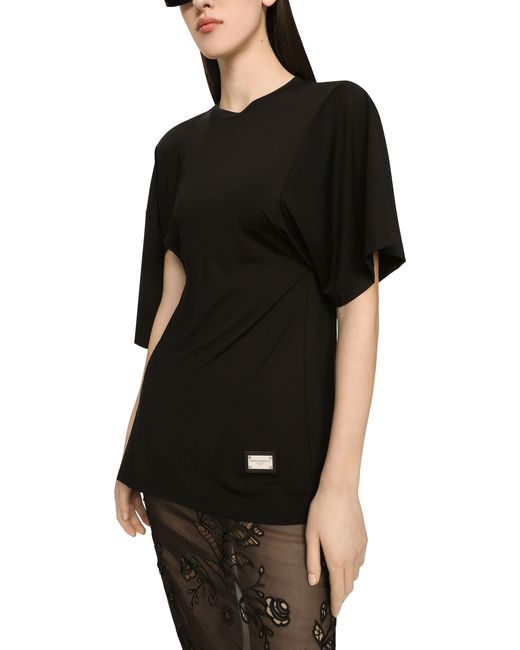 Dolce & Gabbana Black Asymmetrical Top With Cut-Out