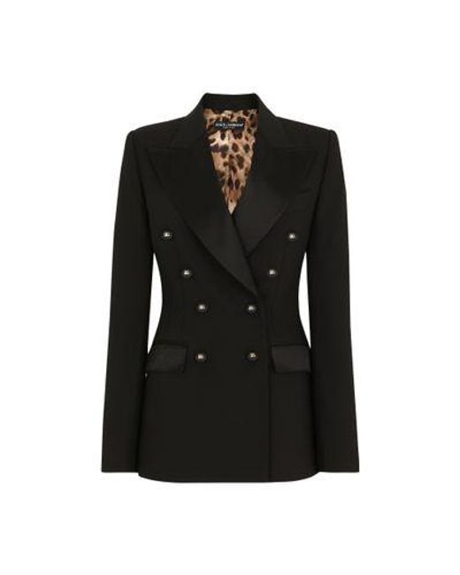 Dolce & Gabbana Black Satin And Wool Fabric Jacket
