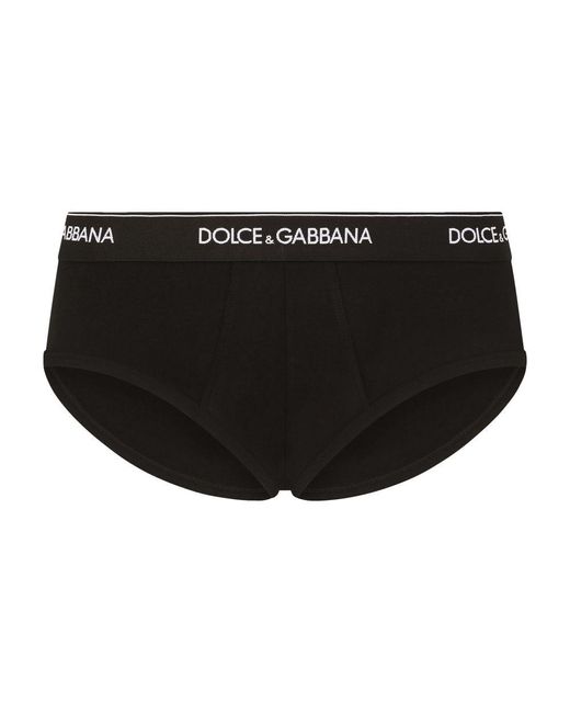 Dolce & Gabbana Black Stretch Cotton Briefs Two-Pack for men