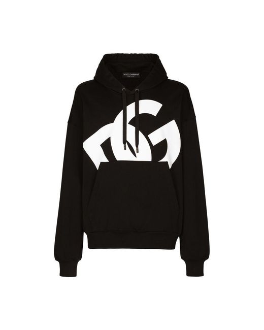 Dolce & Gabbana Black Logo Print Jersey Sweatshirt for men