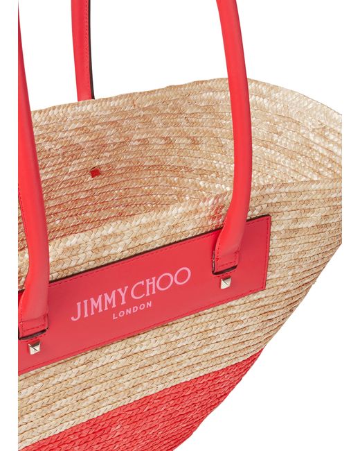 Jimmy Choo Red Beach Basket Tote Bag
