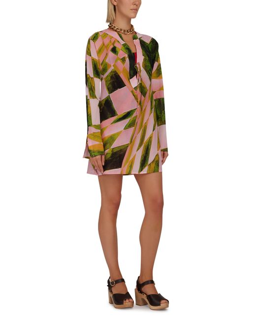Louisa Ballou Green Caftan Mini Dress