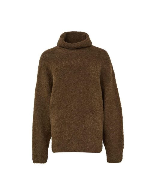 Totême  Brown Bouclé-Pullover Mit Rollkragen