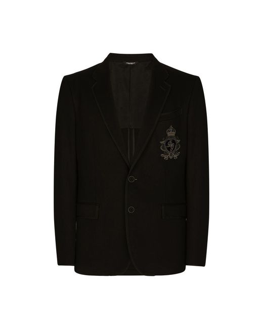 Dolce & Gabbana Black Jersey Jacket With Patch for men