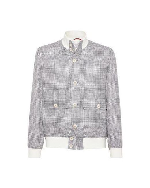 Brunello Cucinelli Gray Prince Of Wales Check Jacket for men