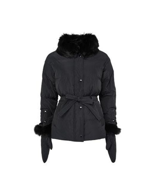 Yves Salomon Black Puffer Jacket With A Fox Fur Collar