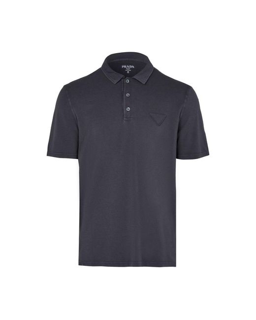 Prada Poloshirt Mit Knöpfen Aus Perlmutt in Blue für Herren