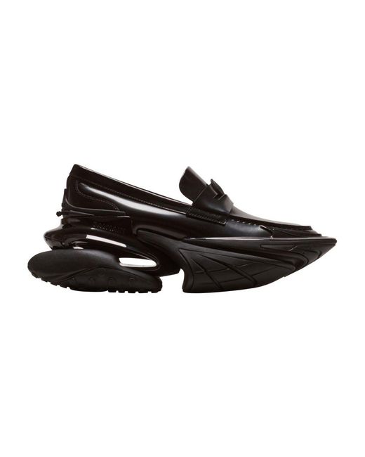 Balmain Black Unicorn Main Lab Glossed Leather Loafers for men