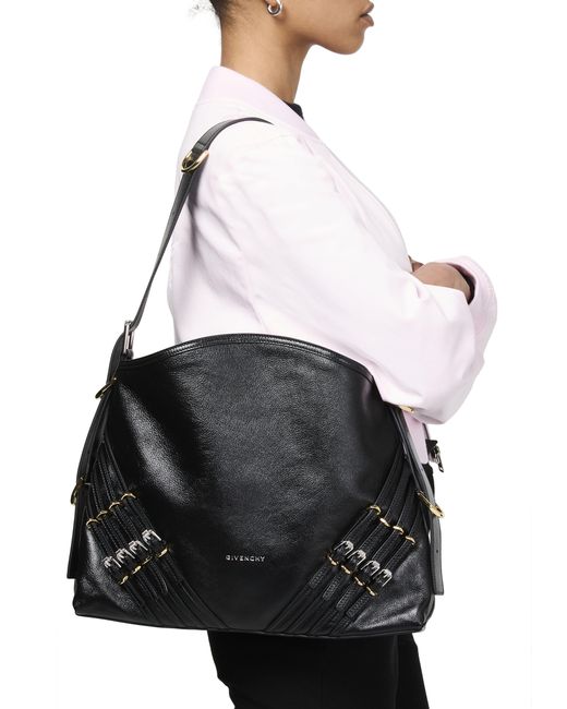 Givenchy Black Voyou Medium Leather Bag With Multi-Buckles