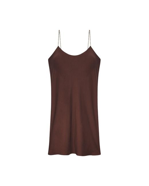 Ba&sh Brown Beaded Spaghetti-Strap Mini Dress