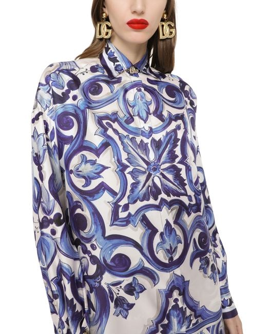Chemise en sergé de soie Dolce & Gabbana en coloris Blue