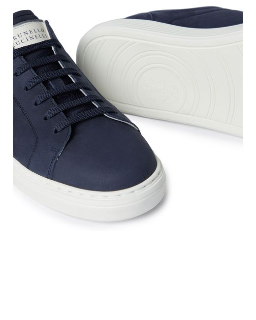 Brunello Cucinelli Blue Nubuck Calfskin Sneakers for men