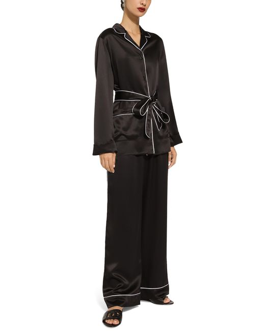 Pantalon de pyjama en soie Dolce & Gabbana en coloris Black