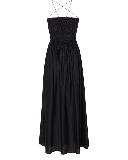 Matteau Black Shirred Lace Up Dress