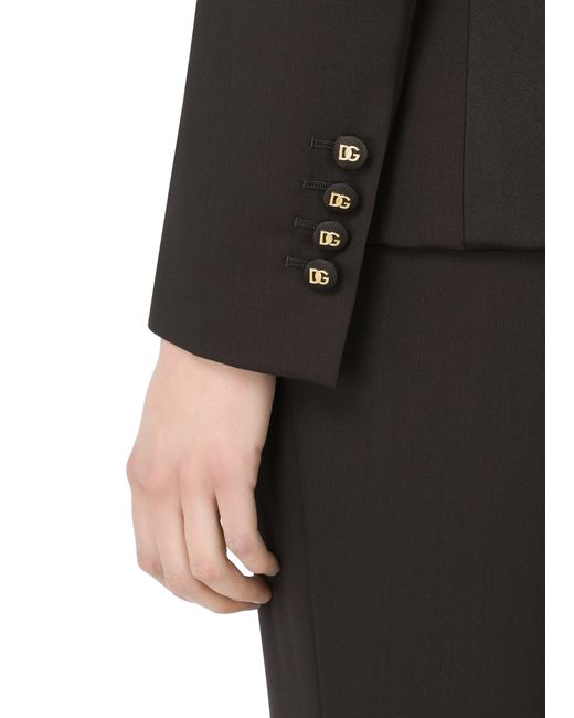 Dolce & Gabbana Black Einreihige Jacke aus Wolle
