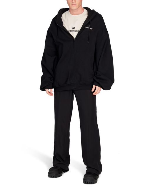 Sweat A Capuche Bomber Balenciaga Pour Homme En Coloris Noir Lyst