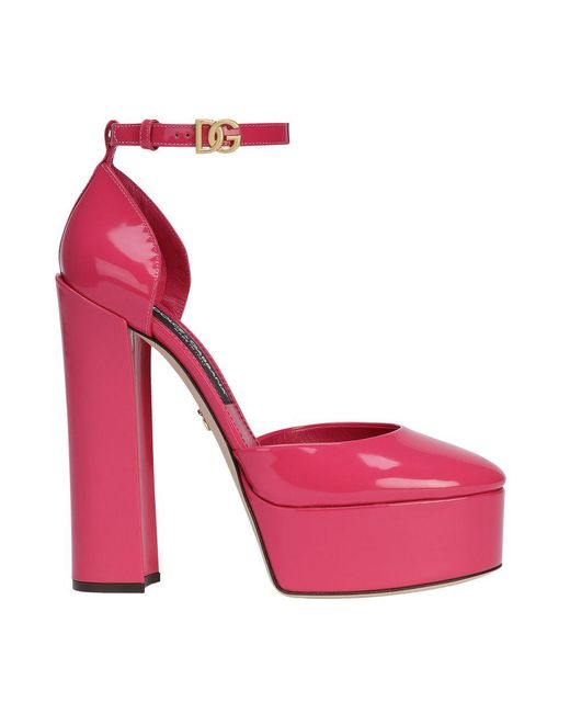 Dolce & Gabbana Pink Polished Calfskin Platforms