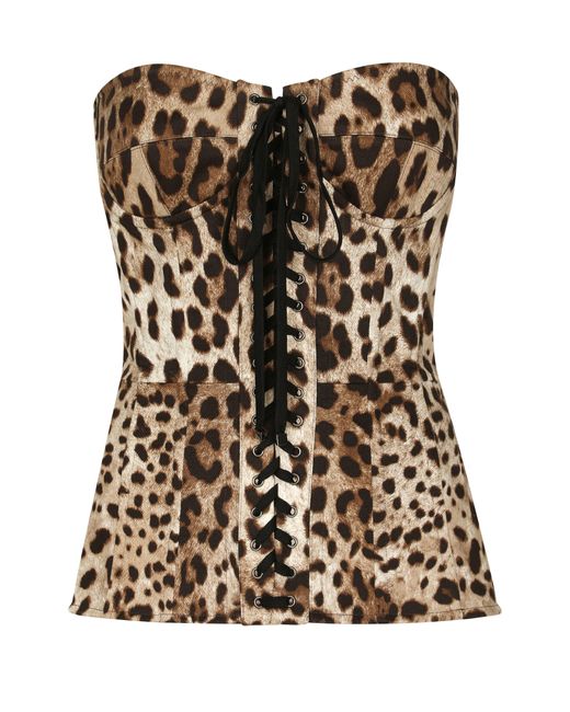 Dolce & Gabbana Brown Drill Shaper Corset With Laces
