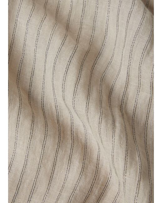 Brunello Cucinelli Natural Striped Linen-blend Scarf