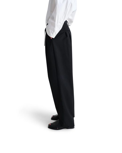 Lemaire Black Drawstring Pleated Pants for men