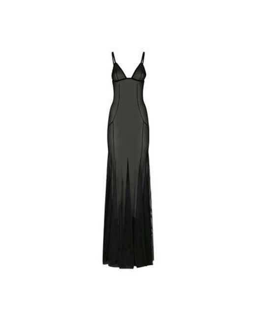 Dolce & Gabbana Black Long Dress With Tulle Petticoat
