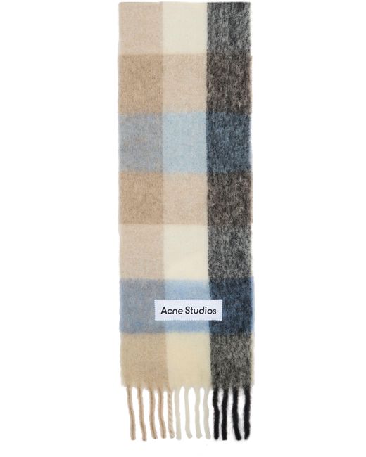Acne Blue Vally Scarf With Fringes